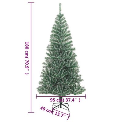 vidaXL Artificial Christmas Tree with Flocked Snow Green 70.9" Image 3