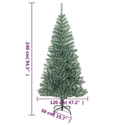 vidaXL Artificial Christmas Tree with Flocked Snow Green 94.5" Image 3