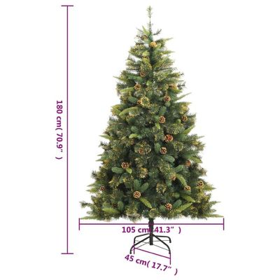 vidaXL Artificial Hinged Christmas Tree with Cones 70.9" Image 3