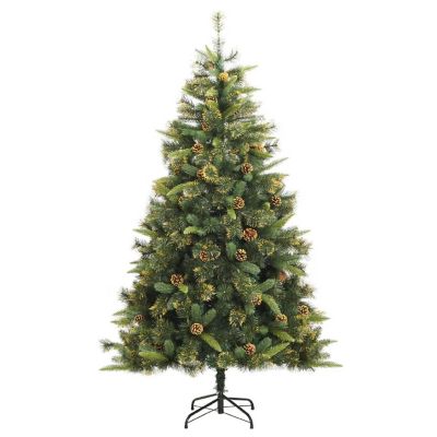 vidaXL Artificial Hinged Christmas Tree with Cones 94.5" Image 1