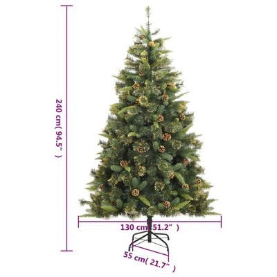 vidaXL Artificial Hinged Christmas Tree with Cones 94.5" Image 3