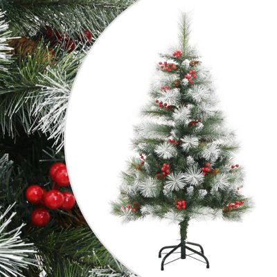 vidaXL Artificial Hinged Christmas Tree with Cones and Berries 47.2" Image 1