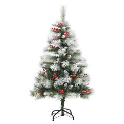 vidaXL Artificial Hinged Christmas Tree with Cones and Berries 59.1" Image 1