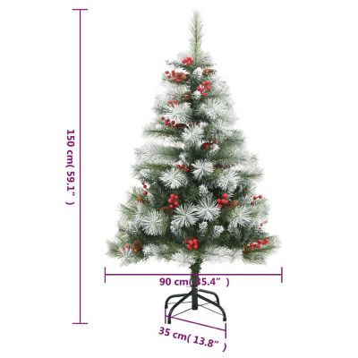 vidaXL Artificial Hinged Christmas Tree with Cones and Berries 59.1" Image 3