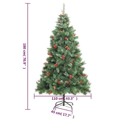 vidaXL Artificial Hinged Christmas Tree with Cones and Berries 70.9" Image 3
