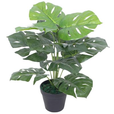 vidaXL Artificial Monstera Plant with Pot 17.7" Green Image 1