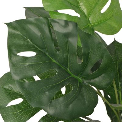 vidaXL Artificial Monstera Plant with Pot 17.7" Green Image 3