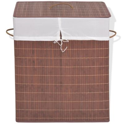 vidaXL Bamboo Laundry Bin Rectangular Brown Image 1