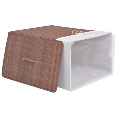 vidaXL Bamboo Laundry Bin Rectangular Brown Image 3