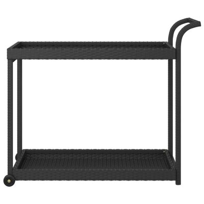 vidaXL Bar Cart Black 39.4"x17.7"x32.7" Poly Rattan Image 3