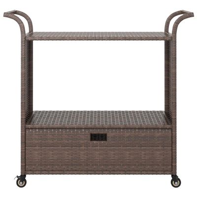 vidaXL Bar Cart with Drawer Brown 39.4"x17.7"x38.2" Poly Rattan Image 3