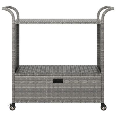 vidaXL Bar Cart with Drawer Gray 39.4"x17.7"x38.2" Poly Rattan Image 3