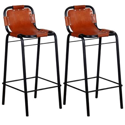 vidaXL Bar Stools 2 pcs Real Leather stools Image 1