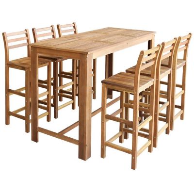 vidaXL Bar Table and Chair Set 7 Pieces Solid Acacia Wood Image 1