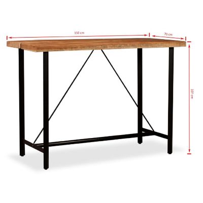 vidaXL Bar Table Solid Acacia Wood 59"x27.6"x42.1" Image 3