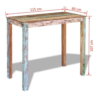 vidaXL Bar Table Solid Reclaimed Wood 45.3"x23.6"x42" Image 3