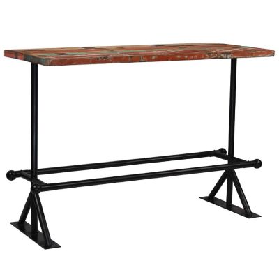 vidaXL Bar Table Solid Reclaimed Wood Multicolor 59.1"x27.6"x42.1" Image 1