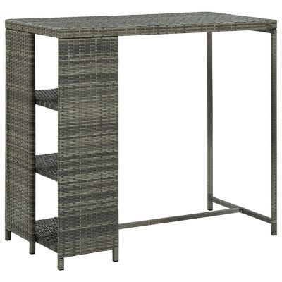 vidaXL Bar Table with Storage Rack Gray 47.2"x23.6"x43.3" Poly Rattan dining tables Image 1