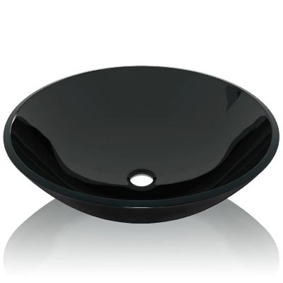 vidaXL Basin Tempered Glass 16.5" Black Image 3
