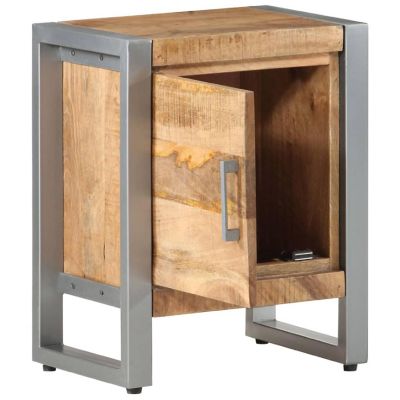 vidaXL Bedside Cabinet 15.7"x11.8"x19.7" Rough Mango Wood Image 3