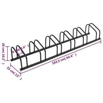 vidaXL Bike Rack for 6 Bikes Black Steel Image 3