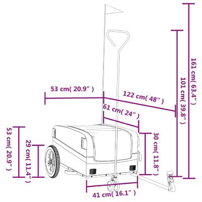 vidaXL Bike Trailer Black and Gray 66.1 lb Iron Image 3