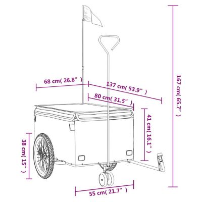 vidaXL Bike Trailer Black and Gray 99.2 lb Iron Image 3