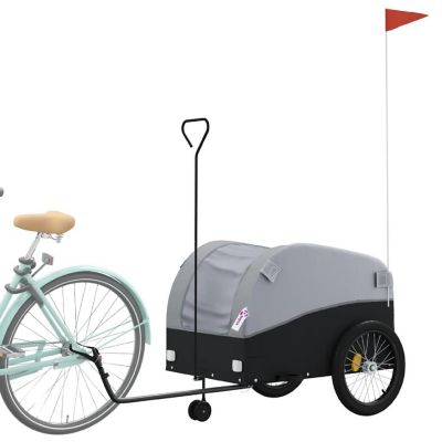 vidaXL Bike Trailer Black and Gray 99.2 lb Iron Image 2