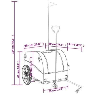 vidaXL Bike Trailer Black and Gray 99.2 lb Iron Image 3