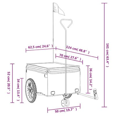 vidaXL Bike Trailer Black and Gray 99.2 lb Iron Image 3