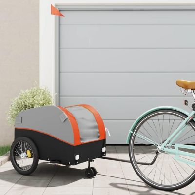 vidaXL Bike Trailer Black and Orange 99.2 lb Iron Image 1