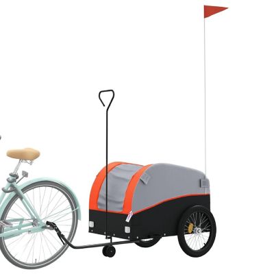 vidaXL Bike Trailer Black and Orange 99.2 lb Iron Image 2