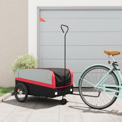 vidaXL Bike Trailer Black and Red 99.2 lb Iron Image 1