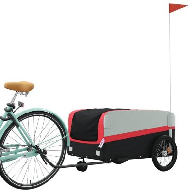 vidaXL Bike Trailer Black and Red 99.2 lb Iron Image 2