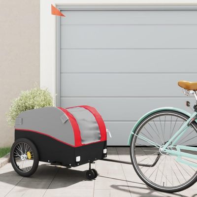 vidaXL Bike Trailer Black and Red 99.2 lb Iron Image 1