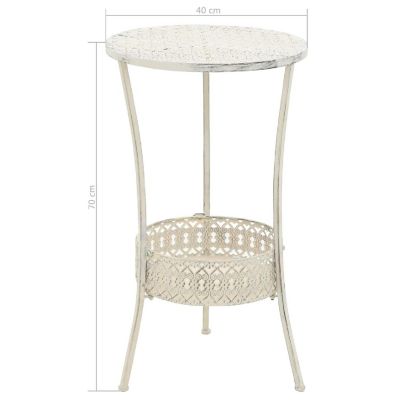 vidaXL Bistro Table Vintage Style Round Metal 15.7"x27.5" White Image 3