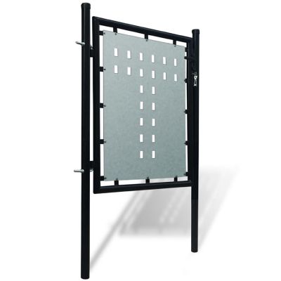 vidaXL Black Single Door Fence Gate 39.4"x49.2" Image 1