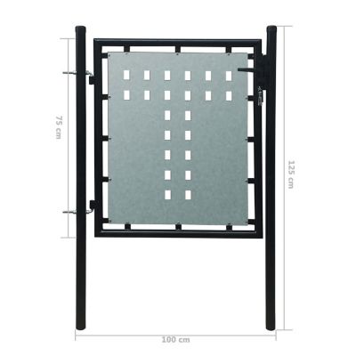 vidaXL Black Single Door Fence Gate 39.4"x49.2" Image 3