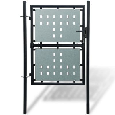 vidaXL Black Single Door Fence Gate 39.4"x68.9" Image 1