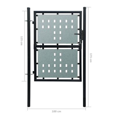 vidaXL Black Single Door Fence Gate 39.4"x68.9" Image 3