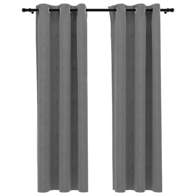 vidaXL Blackout Curtains with Rings 2 pcs Gray 37"x84" Velvet Image 1