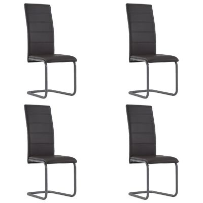 vidaXL Cantilever Dining Chairs 4 pcs Brown Faux Leather Image 1