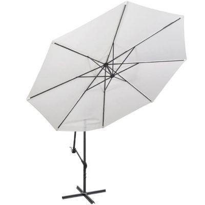 vidaXL Cantilever Umbrella 137.8" Sand White Image 2