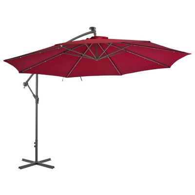vidaXL Cantilever Umbrella with Aluminum Pole 137.8" Bordeaux Red Image 2