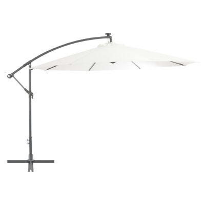vidaXL Cantilever Umbrella with LED Lights and Metal Pole 137.8" Sand Image 2