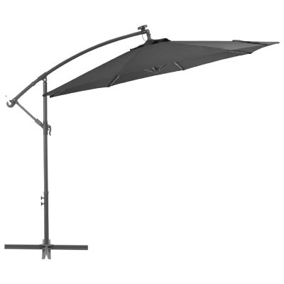 vidaXL Cantilever Umbrella with LED Lights and Steel Pole 118.1" Anthracite Image 2