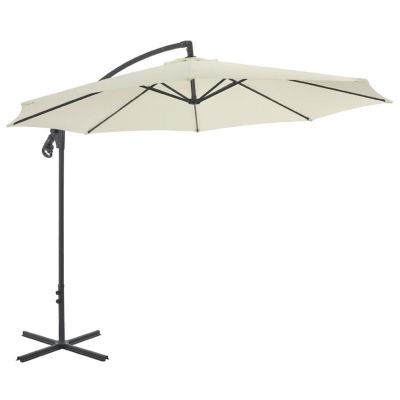 vidaXL Cantilever Umbrella with Steel Pole 118.1" Sand Image 1