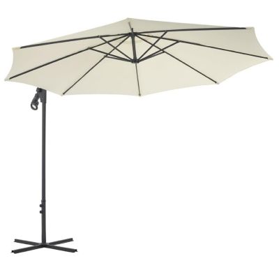 vidaXL Cantilever Umbrella with Steel Pole 118.1" Sand Image 2