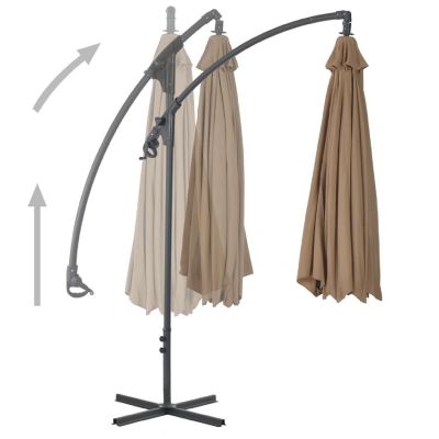 vidaXL Cantilever Umbrella with Steel Pole 118.1" Taupe Image 3