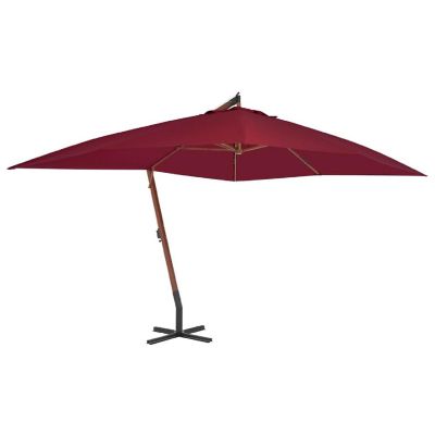 vidaXL Cantilever Umbrella with Wooden Pole 157.5"x118.1" Bordeaux Red Image 1